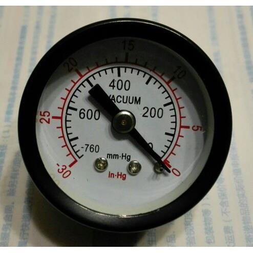 轴向小直径真空表 嵌入式负压表 直径40mm -30in.hg～0 -760mm.hg