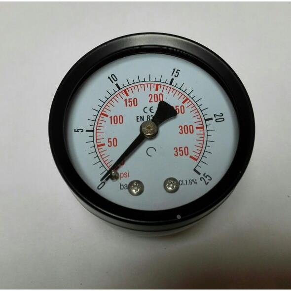 气压表轴向压力计 后接入压力表 表径5cm 压力25bar 螺纹ZG1/8