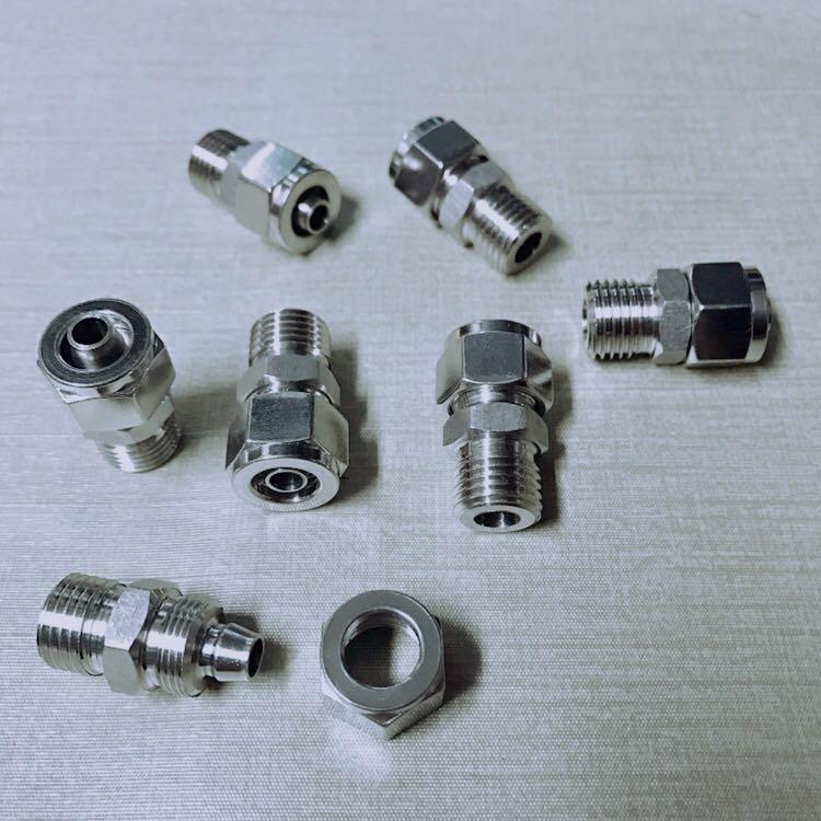 不锈钢快拧接头 M14x1.5 外丝外螺纹 接外径4mm-6-8-10mm pu管