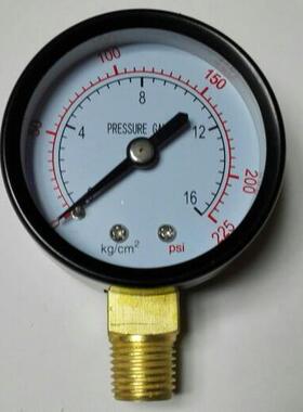 pressure gauge 16kg/cm2 psi225psi Φ50mm pt1/4 压力测试表