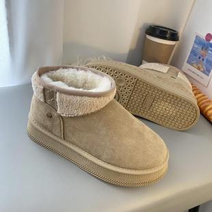 官网UBZ东北厚底雪地靴女2026春季 短筒雪地靴加绒加厚暖外穿棉鞋