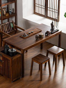 非洲乌金木茶桌椅组合实木泡茶桌小户型家用原木茶台办公桌写字桌
