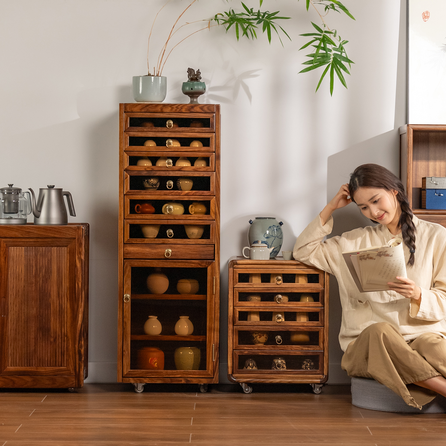 乌金木牙科柜茶具收纳柜