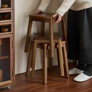 非洲核桃木矮凳实木四方凳家用小板凳小户型客厅卧室简约木质凳