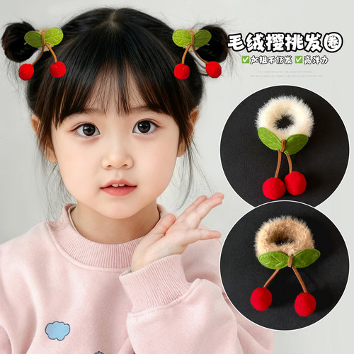 儿童新款毛绒发圈加粗不伤发