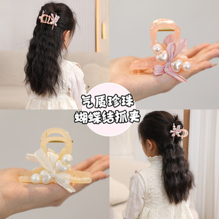 儿童发夹女童超仙甜美蝴蝶结抓夹女孩高级感百搭发饰半扎发鲨鱼夹