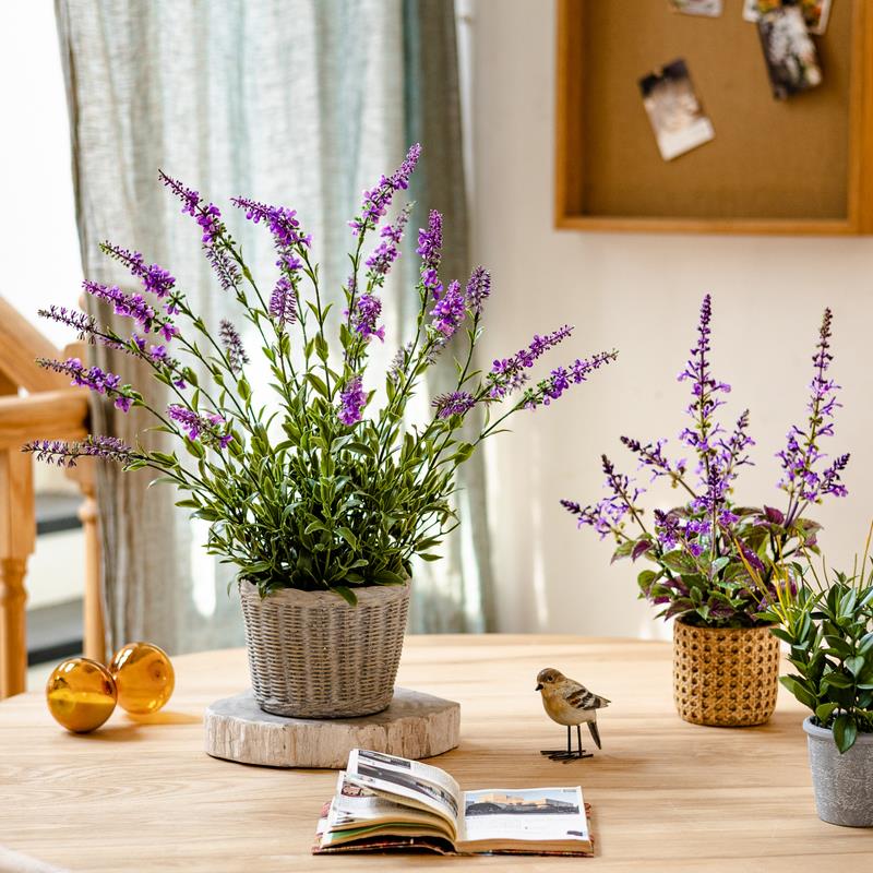 仿真薰衣草盆景仿生绿植假花客厅书桌摆件办公桌装饰玄关酒柜饰品