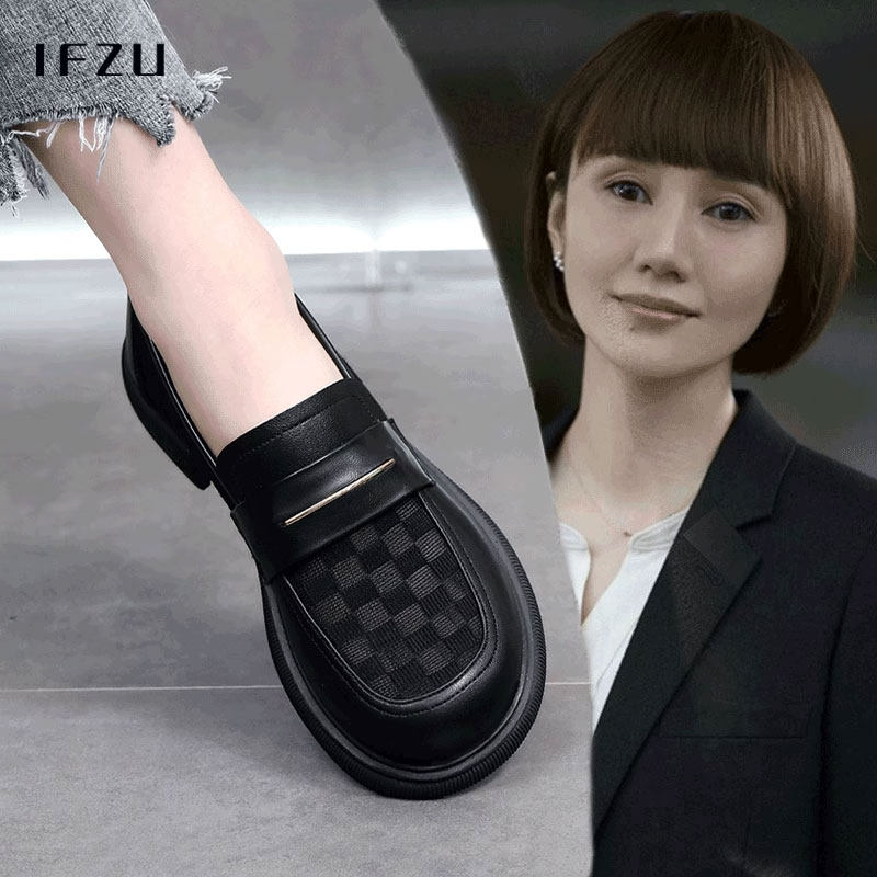 真皮网纱乐福鞋女夏季薄款2025新款透气软底工作英伦风黑色小皮鞋