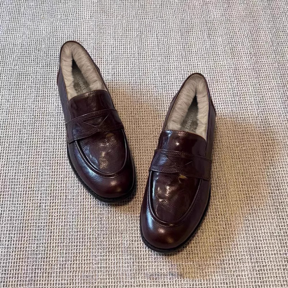 真皮英伦风小皮鞋女春秋2025新款棕色复古褶皱平底单鞋加绒乐福鞋,女鞋,乐福鞋（豆豆鞋）,淘宝优惠券,粉丝福利购,淘宝优惠卷