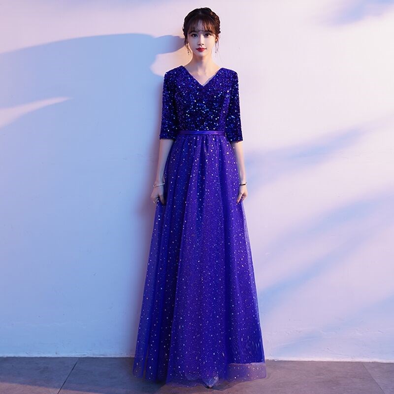 速发团合唱大演裙服长出合唱服装艺考独唱朗诵表演服饰主持人礼服