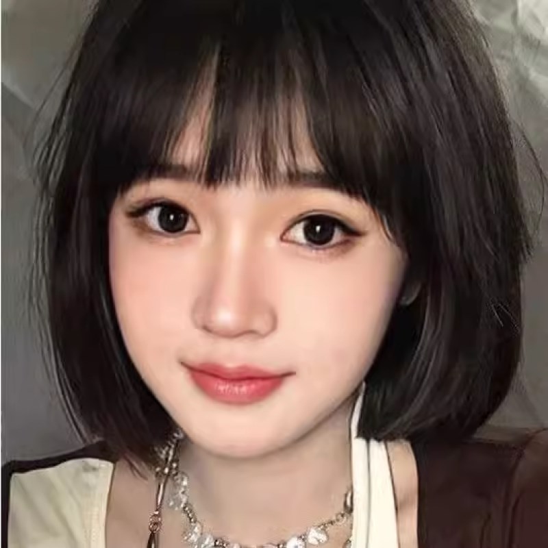 速发假发短发波波头骨生圆脸全头套脸真修逼整顶锁学中长发