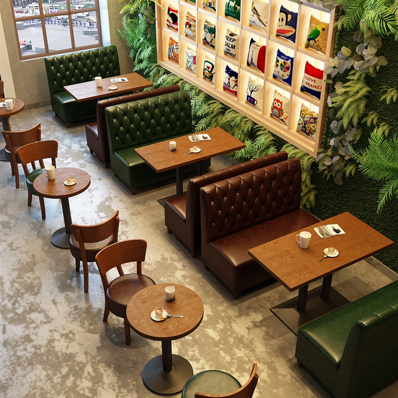速发咖啡西厅餐卡座酒清吧休闲双人复古工业风卡座奶茶甜品店桌椅