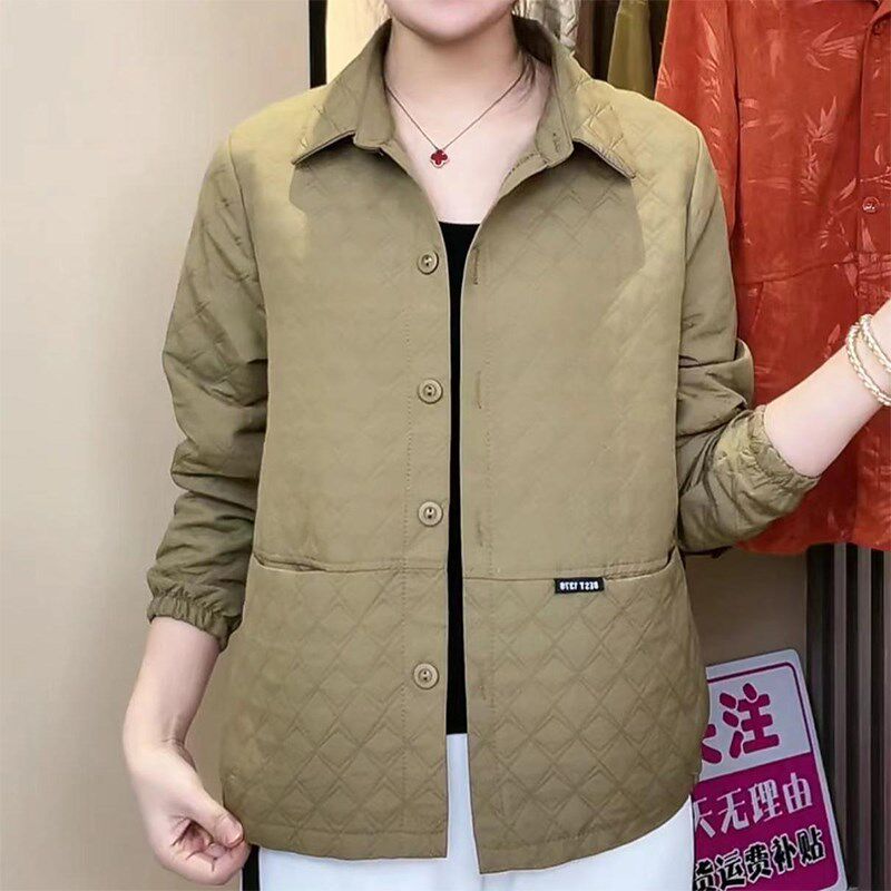 速发装2秋春024新款休闲翻领薄款夹时衫Z百搭克尚纯色中年妈妈外