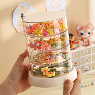 速发儿童发饰收纳盒旋转宝头发卡饰宝夹子整理小孩头绳皮筋首饰盒