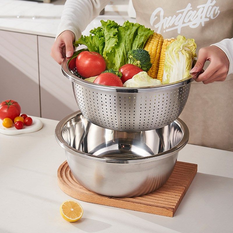 加厚不锈钢沥水篮洗菜盆打蛋盆漏盆食品级厨O房家用不锈钢盆和面,餐饮具,洗菜盆/沥水篮/漏水筛,淘宝优惠券,粉丝福利购,淘宝优惠卷