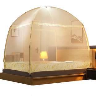 蒙古包1.c5m床1.8m家用2米蚊帐三开门防摔2.2支架1.2床上夏季纹账