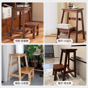 实木可折叠梯凳家用多功能登高梯椅吧H台凳客厅厨房结实耐用置物