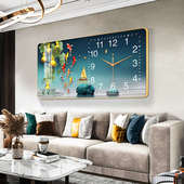 饰画挂钟2025新款 新中式 客厅装 家用时钟餐厅挂墙表现代静音石英钟