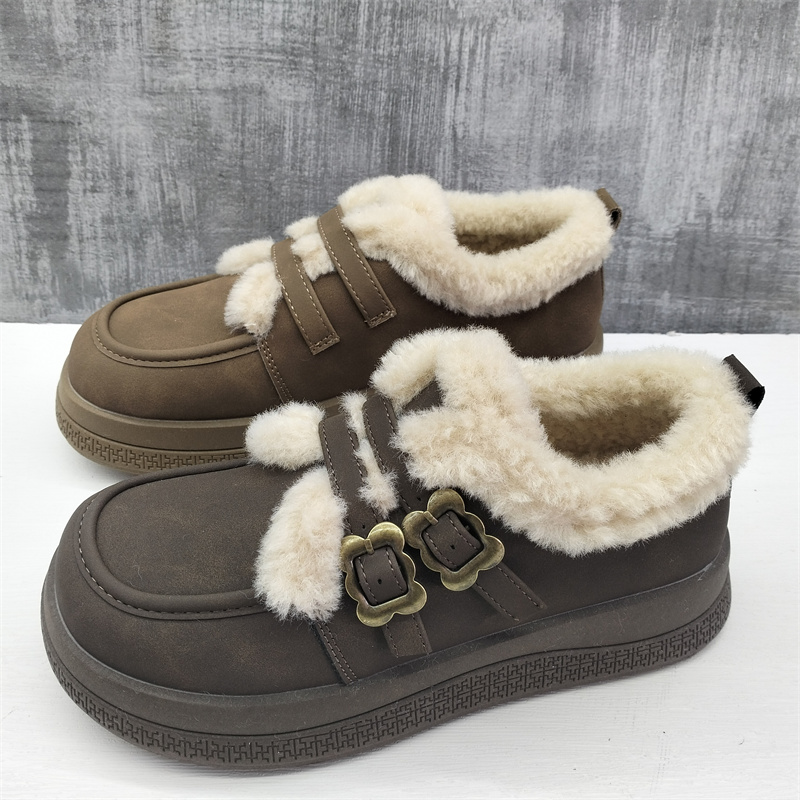 撤柜处理折扣毛毛女鞋2025冬新款时尚勃肯鞋舒适保暖一脚蹬女棉鞋