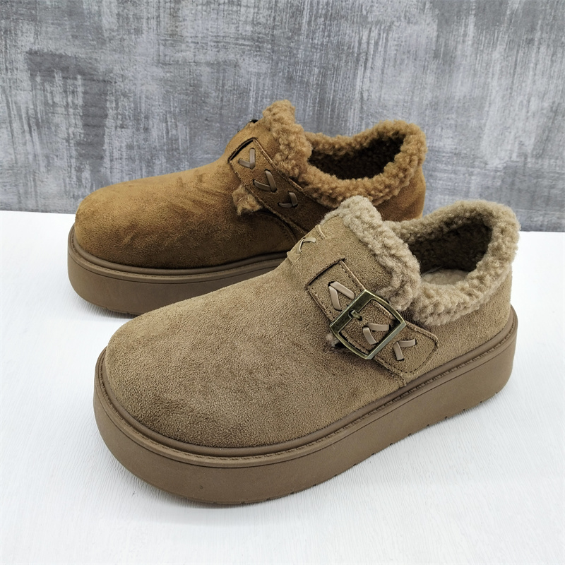 撤柜处理折扣品牌女鞋2025冬新款时尚勃肯鞋厚底舒适一脚蹬女棉鞋