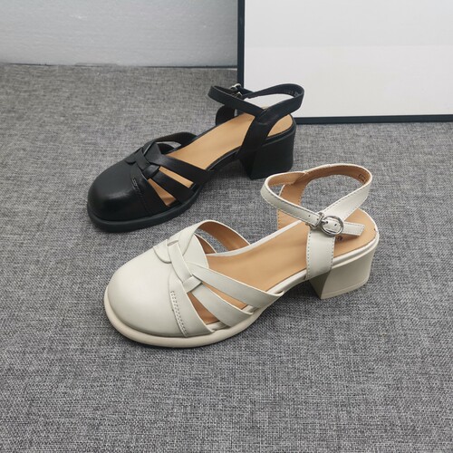 撤柜处理折扣真皮女鞋2025春新款罗马包头舒适百搭休闲牛皮女凉鞋