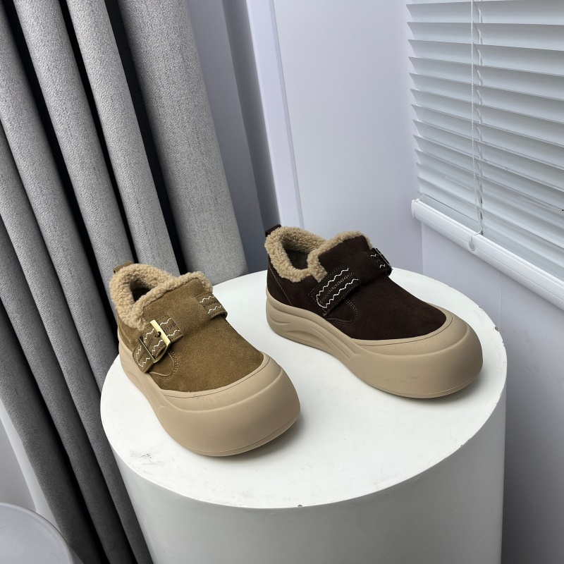 撤柜处理折扣真皮女鞋2025冬新款复古风保暖舒适休闲磨砂皮女棉鞋