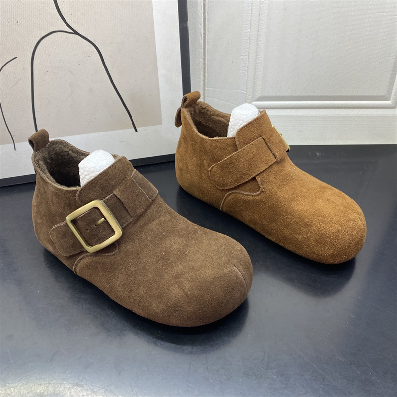 撤柜处理折扣真皮女鞋2025冬新款勃肯鞋一脚蹬百搭懒人舒适女棉鞋