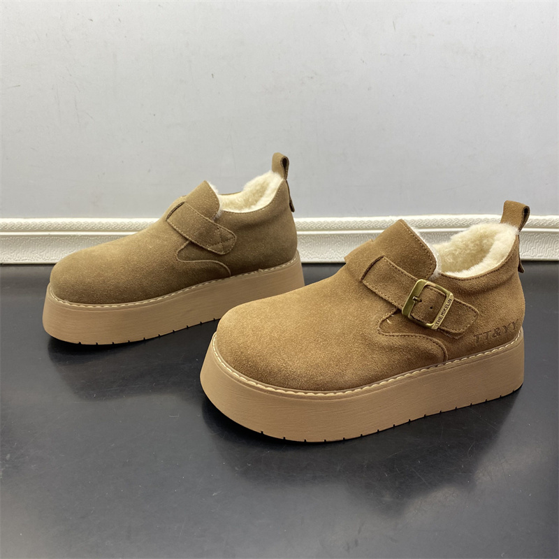 撤柜处理折扣真皮女鞋2025冬新款保暖勃肯百搭休闲舒适厚底女棉鞋