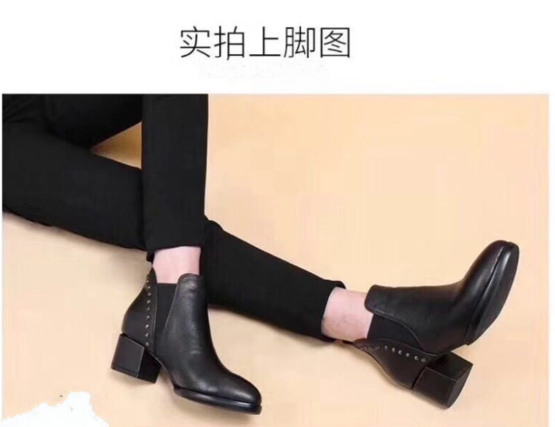 撤柜断码真皮女靴2021时尚铆钉