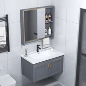 太空铝浴室柜组合小户型卫生间洗手盆H洗漱台池面盘一体陶瓷洗脸