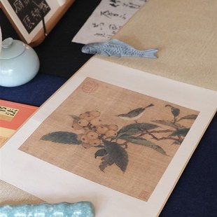 林椿枇杷山鸟果熟禽来图宋代花鸟卷轴画茶室书房新中Z式日式挂画