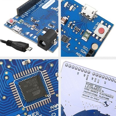 Leonardfo R3开发板 ATMEGA32U4 带数据线 蓝板QFN芯片