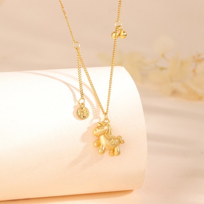 S925纯银卡通小马项链女本命年
