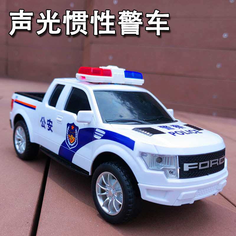 儿童声光惯性警车大号皮卡警务110小汽车模型男孩灯光音乐玩具车
