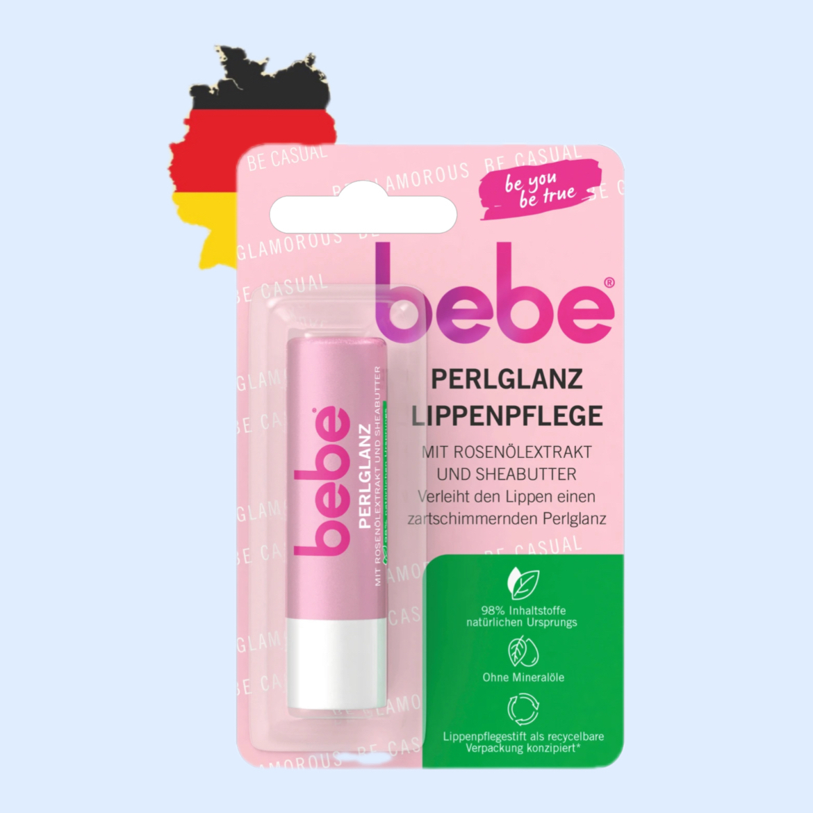 德国代购【全场满300包邮】bebe玫瑰油精华乳木果油护唇膏4.9g