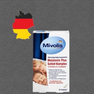 德国代购全场300包邮Mivolis褪黑素缬草跟色氨酸睡眠复合胶囊32粒