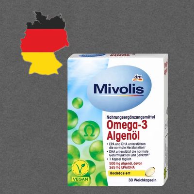 德国代购【全场满300包邮】mivolis海藻油Omega-3胶囊30粒