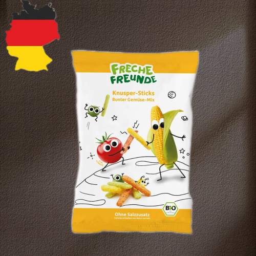 德国代购【满300包邮】freche freunde1岁+有机三色蔬菜脆脆棒30g