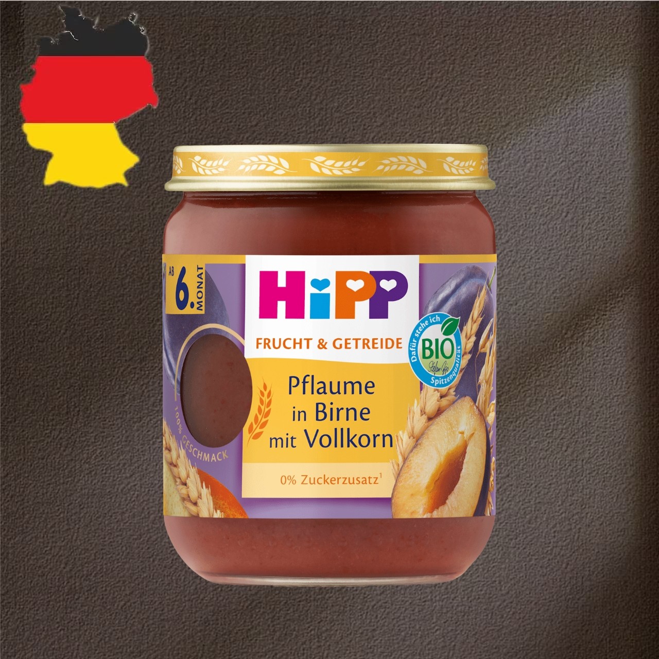 德国代购【满300包邮】HIPP6个月+有机西梅梨谷物泥160g