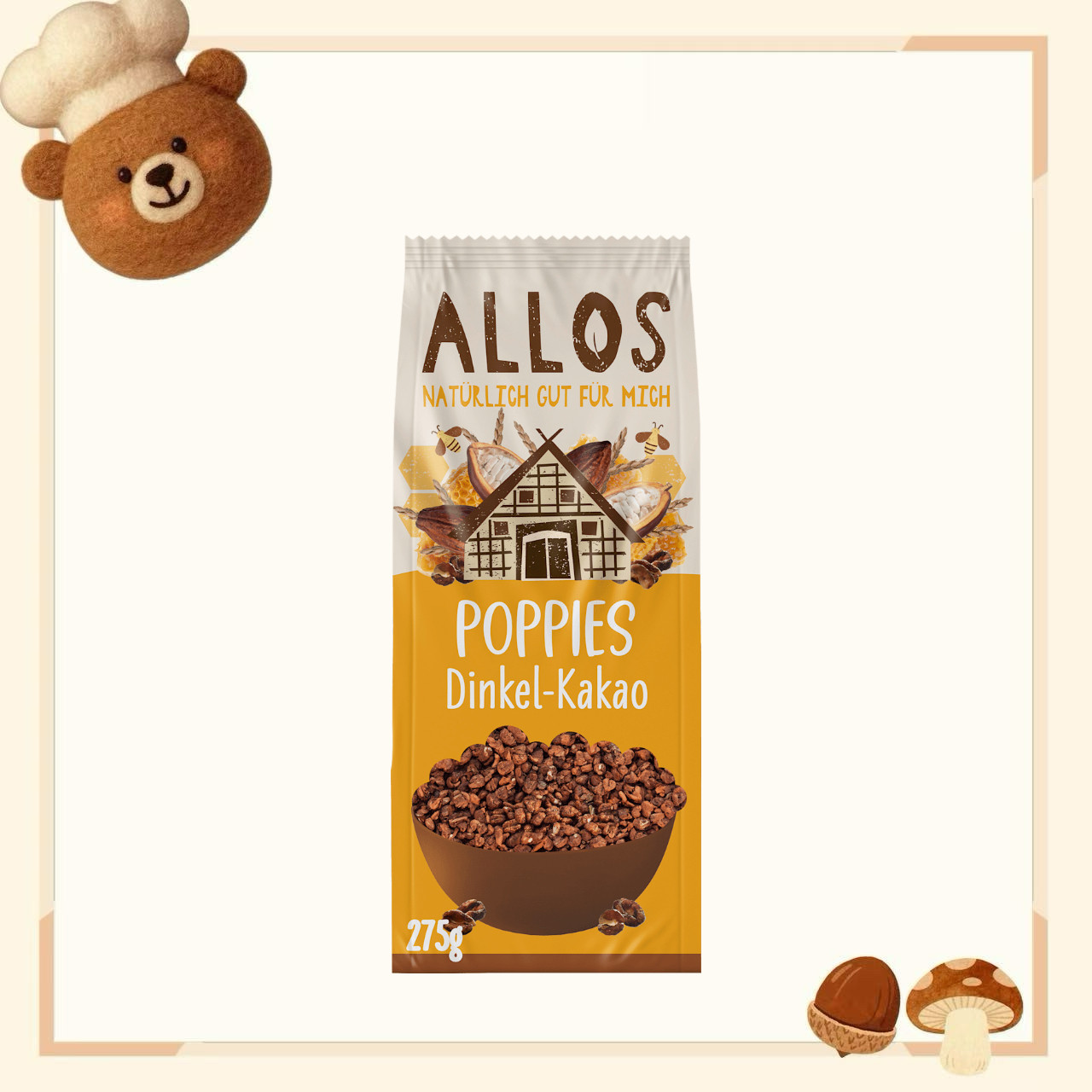 德国代购【全场满300包邮】ALLOS斯佩尔特可可燕麦275g,咖啡/麦片/冲饮,多谷物麦片,淘宝优惠券,粉丝福利购,淘宝优惠卷