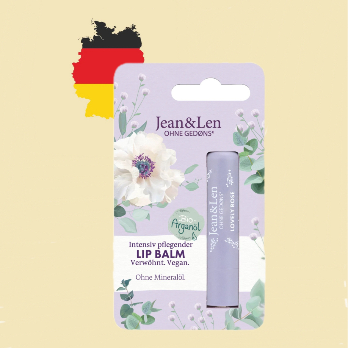 德国代购【全场满300包邮】jean&len有机摩洛哥坚果油护唇膏4.7g