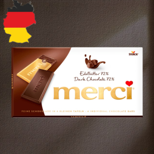 德国代购【全场满300包邮】Merci 72%黑巧克力块100g