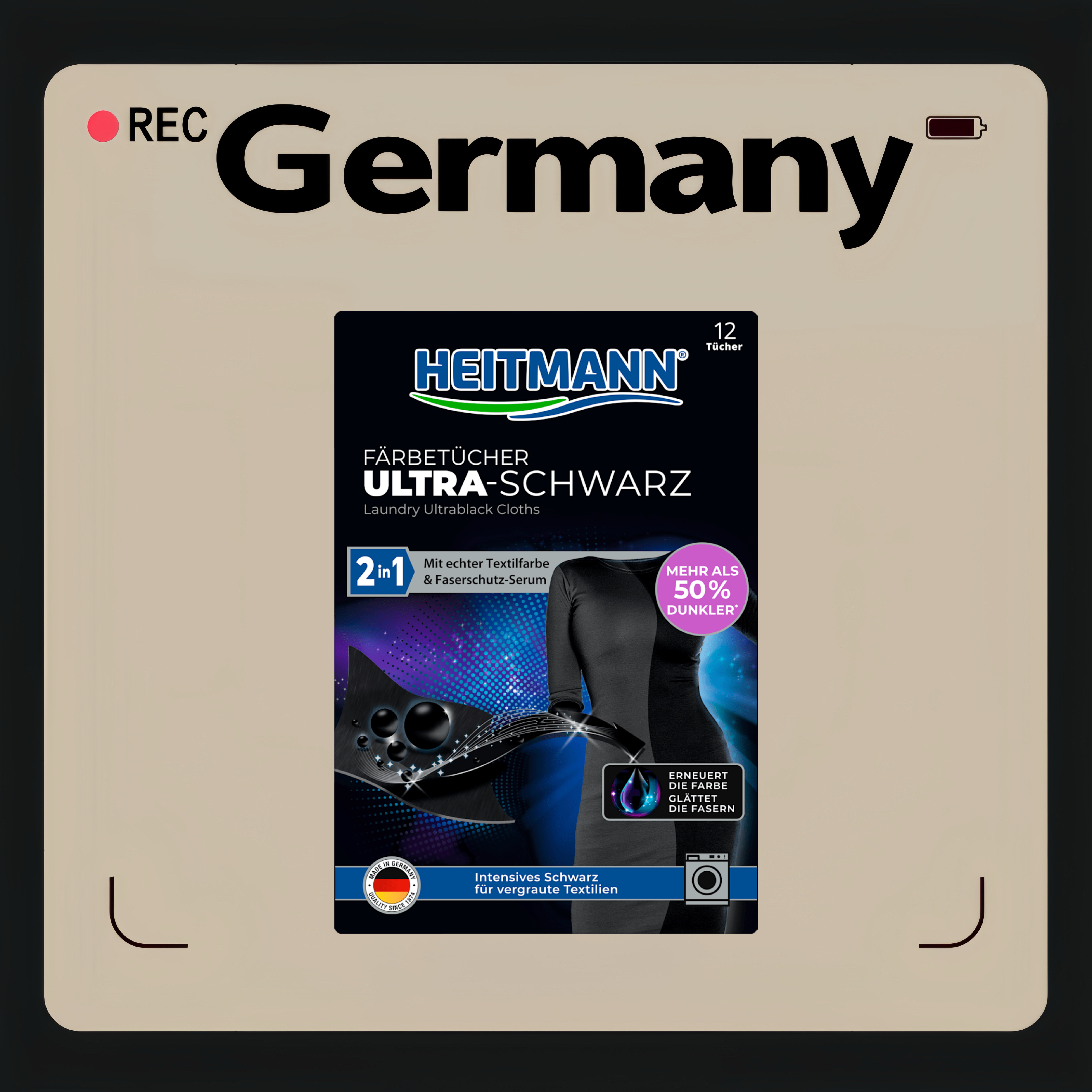 德国代购【全场满300包邮】Heitmann全效黑色洗衣布12片装