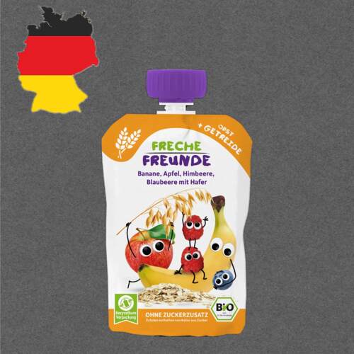 德国代购全场满300包邮freche freunde有机水果配燕麦果泥吸吸乐