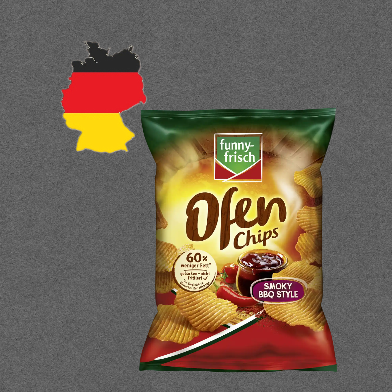 德国代购【满300包邮】funny-frisch烟熏烧烤非油炸薯片125g