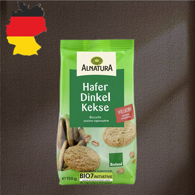 德国代购满300包邮alnatura安娜图拉有机燕麦斯佩耳特饼干150g