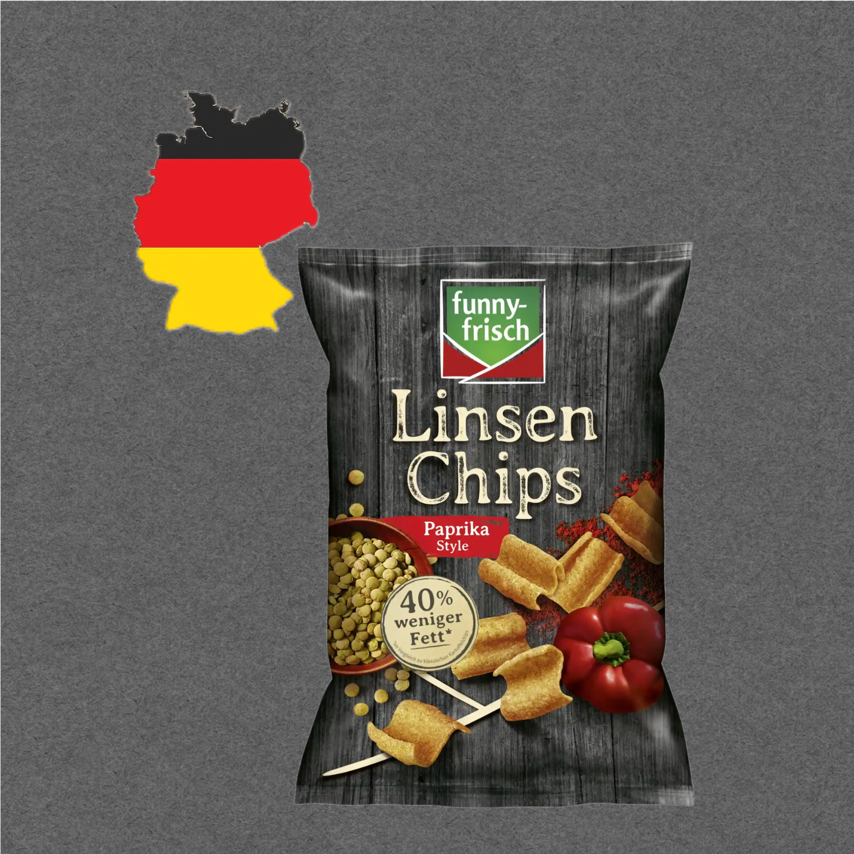 德国代购【全场满300包邮】funny-frisch小扁豆薯片甜椒风味90g