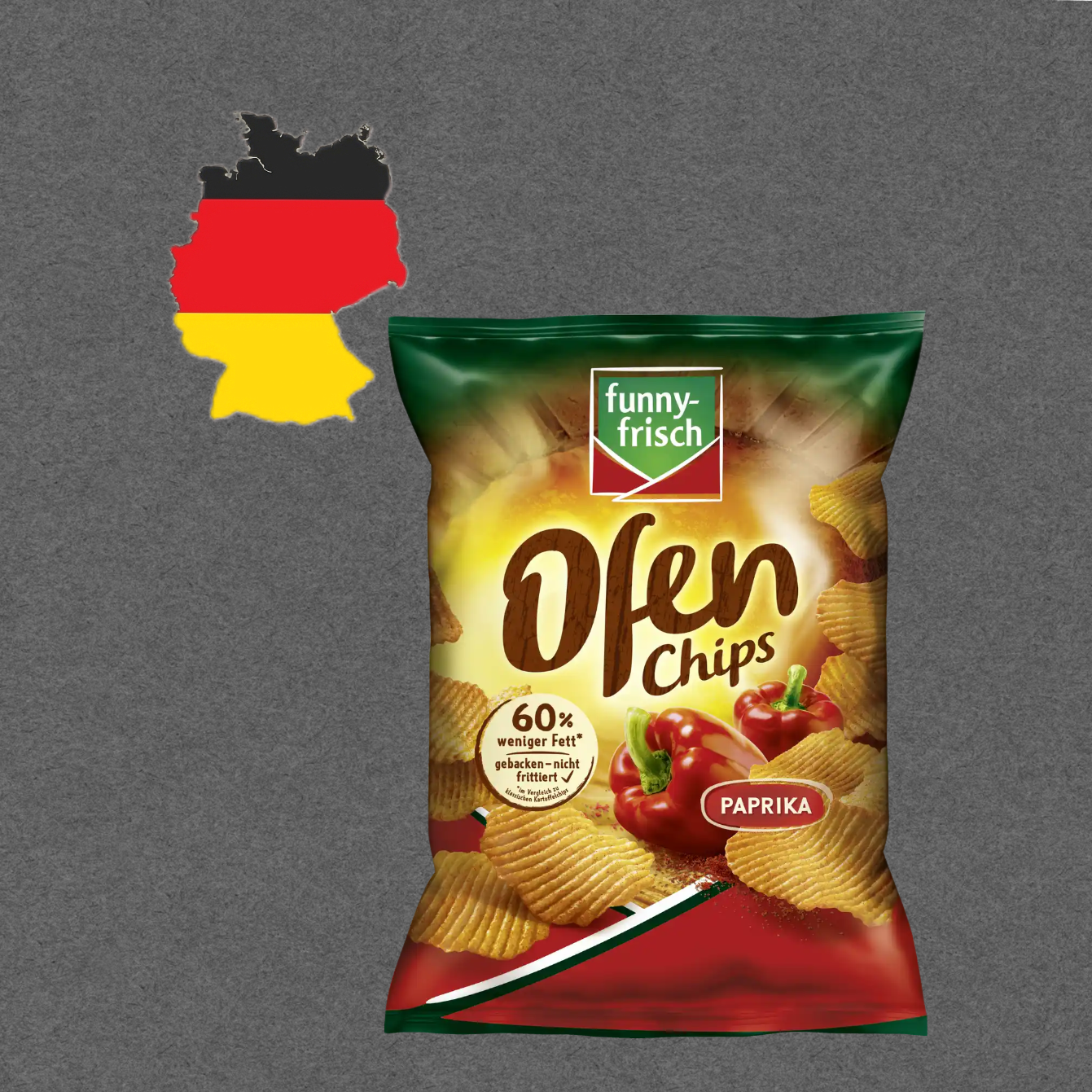 德国代购【满300包邮】funny-frisch 甜椒味传统烘烤薯片125g