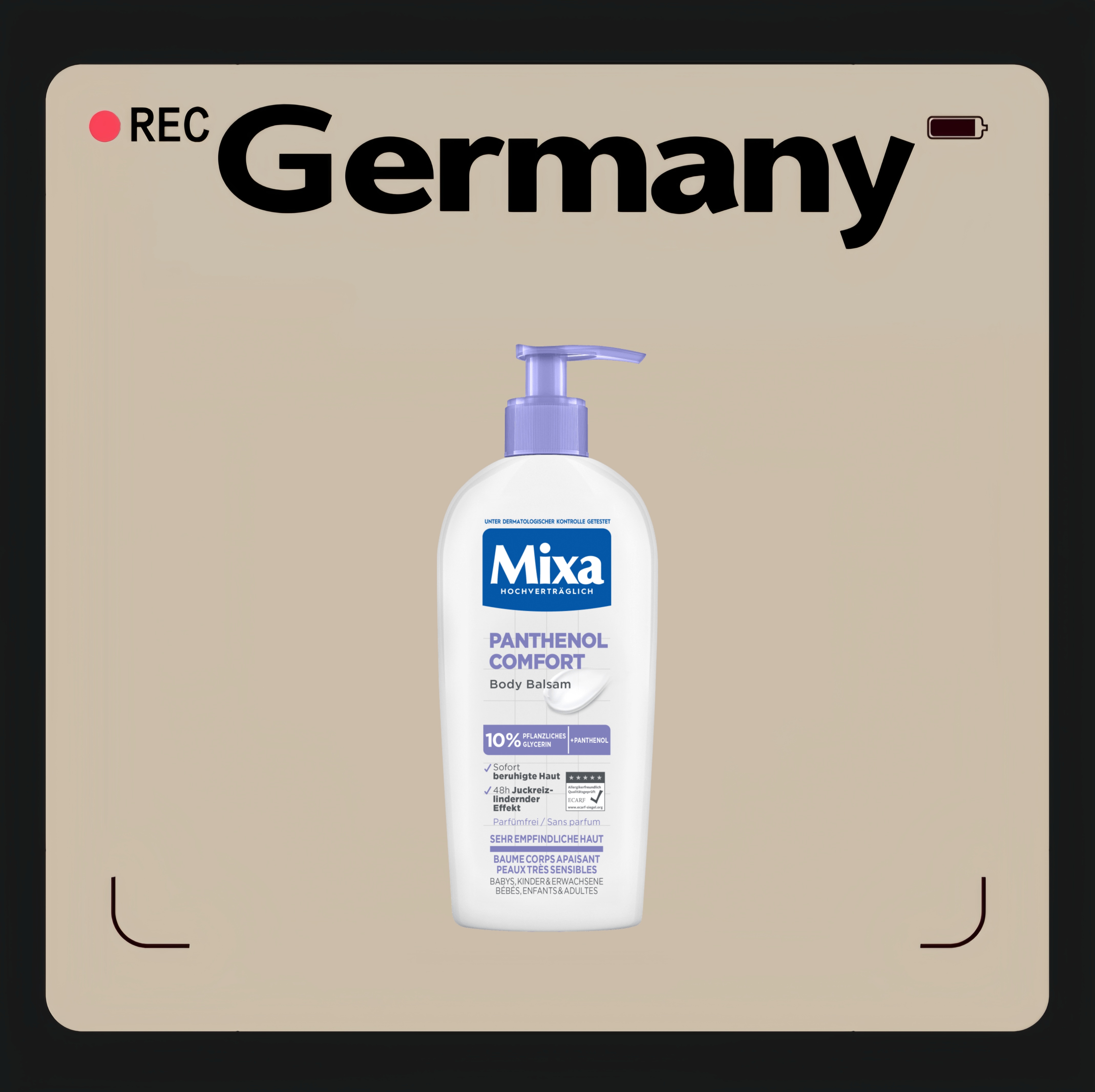 德国代购【全场满300包邮】Mixa泛醇身体乳250ml