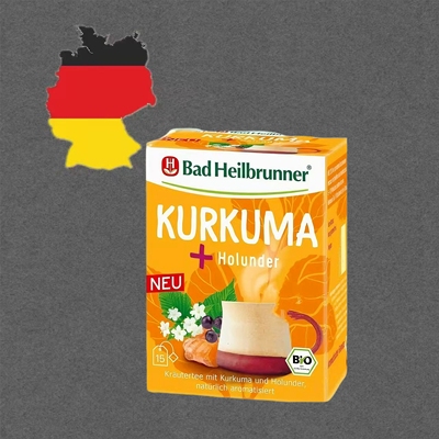 德国代购全场满300包邮Bad Heilbrunner有机姜黄接骨木草本茶30g